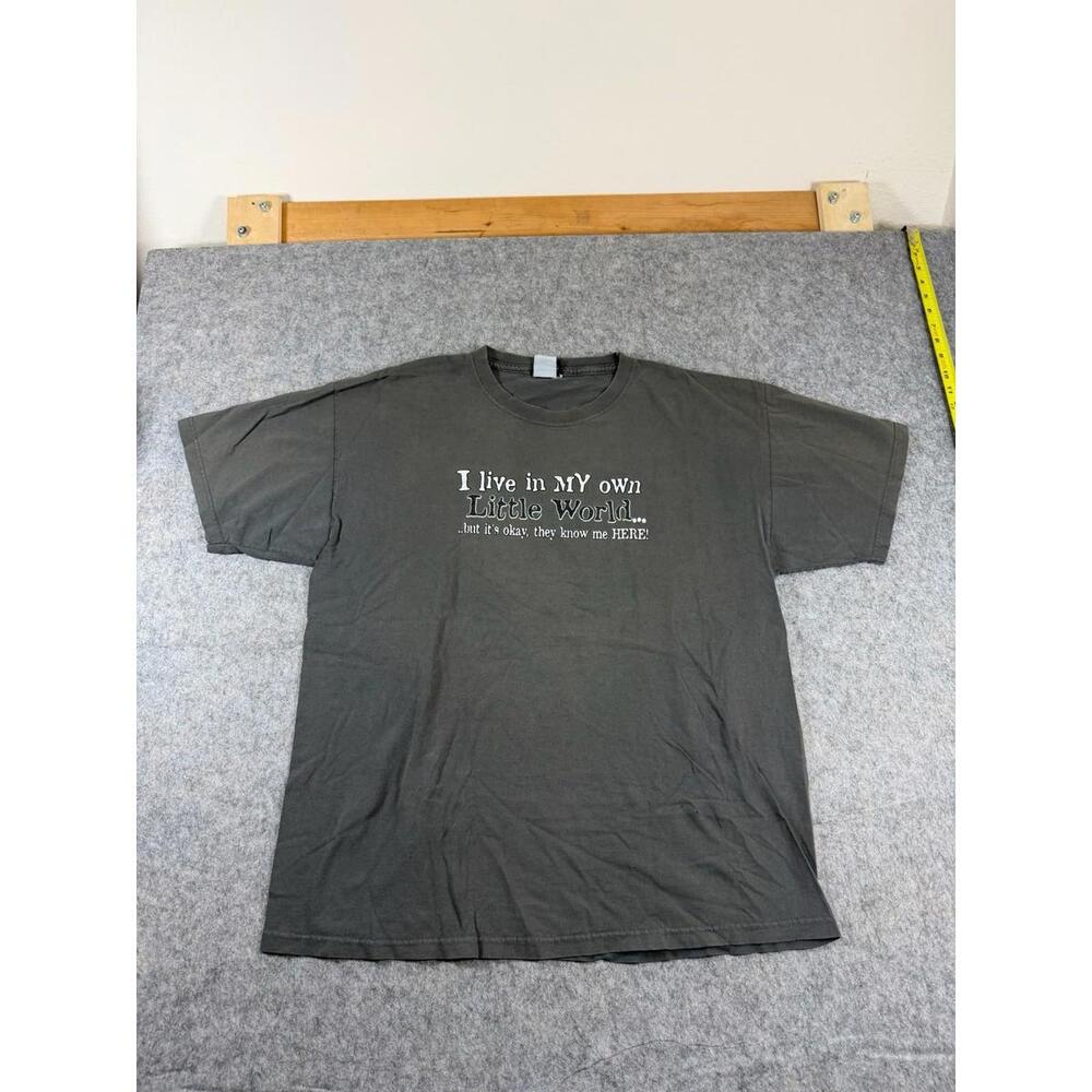 Vintage Hybrid Tees I Live In My Own Little World Graphic T Shirt XL Funny Humor